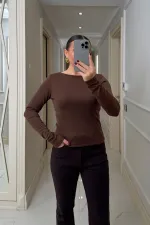 Kayık Yaka uzun Kollu Bluz