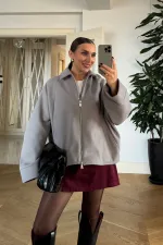 Fermuarlı Kaşe Kadın Ceket