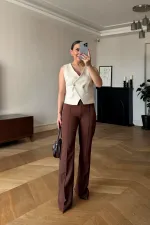 Suni Süet Kruvaze Kadın Yelek