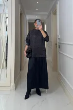 Leopar Desenli Sweat Uzun Elbise