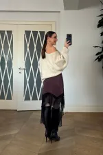 Dantelli Saten Mini Etek