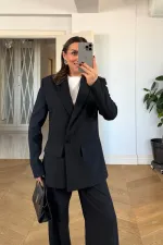 Kruvaze Çizgili Blazer Ceket Pantolon Kadın Takım Kruvaze Çizgili Blazer Ceket Pantolon Kadın Takım