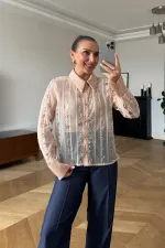 Transparan Tül Kadın Gömlek