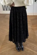 Floral Patterned Asymmetrical Midi Skirt