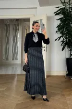 Puantiyeli Saten Uzun Etek