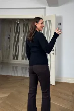 Çıtçıtlı Fitilli Triko Kazak