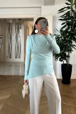 Vatkalı Asimetrik Uzun Kollu Bluz