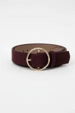 Ceinture en suédine pour femme avec boucle ronde