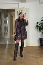 Desenli Şifon Mini Elbise