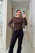 Kayık Yaka uzun Kollu Bluz