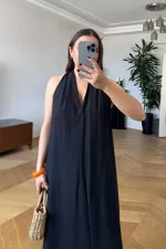 Sırt Dekolteli Uzun Elbise