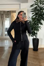 Suni Kürk Detaylı Fermuarlı Bluz