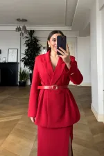 Kemerli Blazer Kadın Ceket