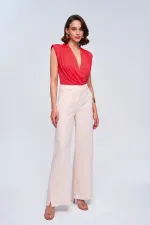 Yırtmaç Detaylı Bol Paça Kadın Pantolon