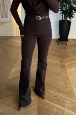 Yüksek Bel İspanyol Paça Denim Kadın Pantolon