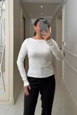 Chemisier à manches longues et col bateau