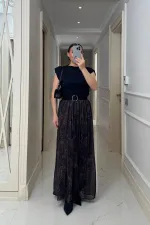 Desenli Uzun Şifon Etek