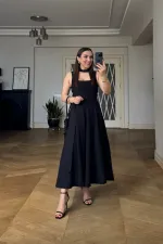 Square Neck Strappy Midi Dress
