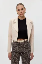 Veste blazer courte à épaulettes pour femme