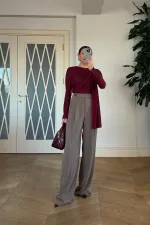 Kemer Detaylı Düz Kesim Kadın Pantolon