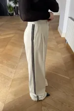 Women's Palazzo Pants with Rhinestone Trim