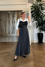 Puantiyeli Saten Uzun Etek