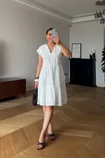 V Yaka Fisto Midi Elbise