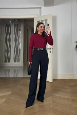 Beli Lastikli Pileli Palazzo Kadın Pantoln