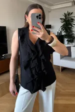 Fırfırlı Sıfır Kol Bluz