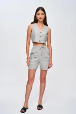 Linen Vest and Shorts Women's Set