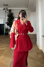 Kemerli Blazer Kadın Ceket