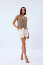 Yüksek Bel Bermuda Kadın Şort