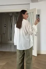 Chemisier en mousseline à manches longues et col mandarin