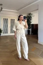 Women's Jacket and Trousers Suit with Drawstring Waist Women's Jacket and Trousers Suit with Drawstring Waist