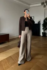 Crop Blazer Yakasız Kadın Ceket