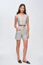 Linen Vest and Shorts Women's Set