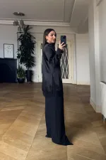 Hakim Yaka Dantel Detaylı Uzun Kollu Bluz