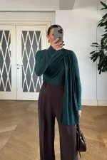 Şal Detaylı Uzun Kollu Bluz