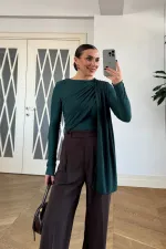 Şal Detaylı Uzun Kollu Bluz