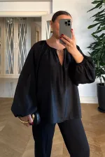 Bisiklet Yaka Uzun Kollu Bluz