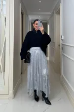 Asimetrik Kesim Midi Tül Etek