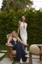 Boyundan Geçmeli Triko Uzun Elbise