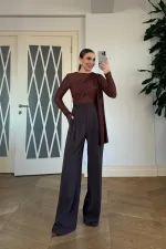 Kemer Detaylı Düz Kesim Kadın Pantolon