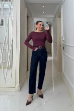 Kayık Yaka uzun Kollu Bluz