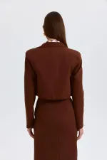 Veste blazer courte à épaulettes pour femme