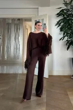 Beli Lastikli Triko Kadın Pantolon