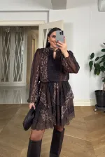 Desenli Şifon Mini Elbise