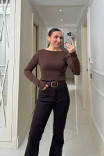 Kayık Yaka uzun Kollu Bluz