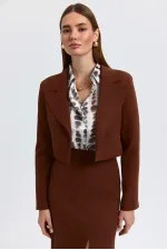 Veste blazer courte à épaulettes pour femme