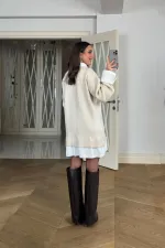 Gömlek Detaylı Mini Triko Elbise